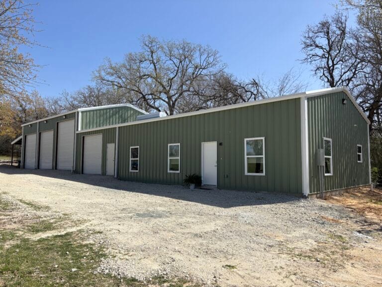Barndominium exterior construction with metal structure